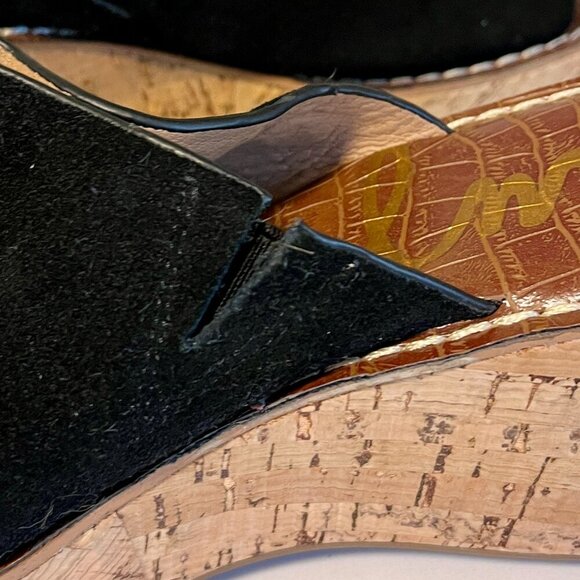 Sam Edelman Ranger Black Suede Cork Wedge Mules Size 10 - Picture 11 of 15